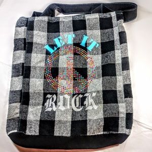 Flannel Plaid ;Let It Rock'  Peace Tote